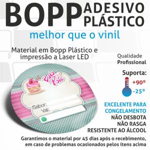 Etiquetas Doces, Salgados ou Bolo no Pote Adesivo Bopp Branco 5x5 cm Colorido  Corte Redondo, Quadrado ou Especial 